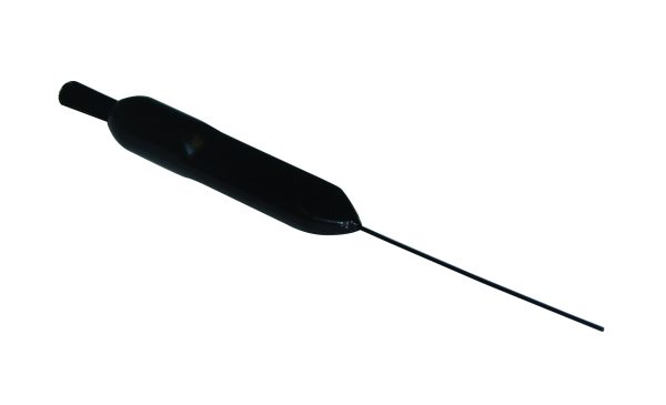 An extra long vent and brush tool for hearing aids.