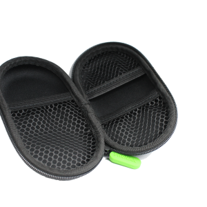 The inside view of a Phonak hearing aid storage case.