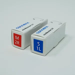 2 white boxes containing Connexx hearing aid receiver wires.