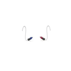 One blue and one red ReSound hearing aid receiver wire.