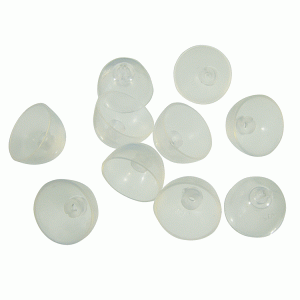 Oticon single bass hearing aid domes in clear colour.